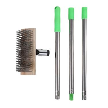 Imagem de Fafeicy Purificador de Piso de Aço Inoxidável Com Alça Ajustável de 120 Cm, Escova de Deck Resistente para Superfícies ásperas Ao Ar Livre, como Concreto e Azulejo