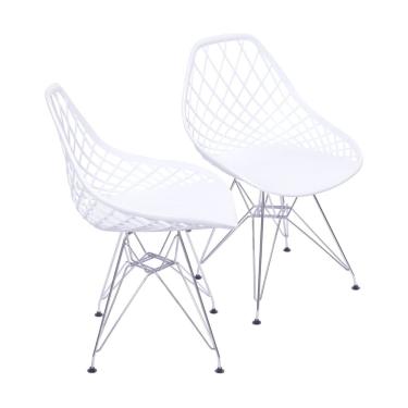 Imagem de Kit 2 Cadeiras Base Cromada Kaila Branca