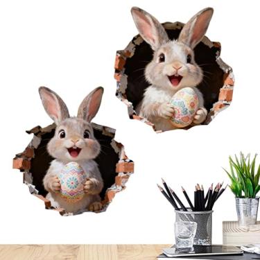Imagem de Autocolantes Da Páscoa,Decalques Autoadesivos 3D De Coelhos E Ovos - Autocolantes para Álbum de Recortes,para Crianças, Família, Uso Interior e Exterior, Frigorífico, Planejador, Casa,