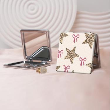 Imagem de Y2K Espelho de maquiagem portátil estilo milenar, mini espelho de maquiagem portátil dobrável, espelho de contorno quadrado compacto de dupla face, adequado para todos em várias ocasiões