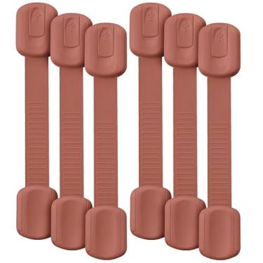Imagem de Bates- Fechaduras de alça de segurança para crianças, pacote com 6, fechaduras pretas para armário de bebê, fechaduras de vaso sanitário à prova de bebê, fechaduras de gaveta à prova de crianças