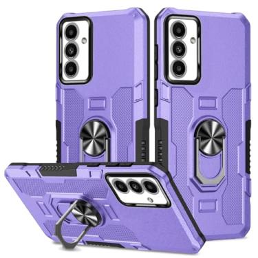 Imagem de Sidande Capa para Galaxy A36/Galaxy A56, suporte de suporte resistente, suporte magnético embutido para carro, à prova de choque, capa protetora para celular para Samsung Galaxy A56 roxo