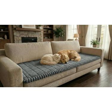 Imagem de Curuyan Capas de sofá secionais antiderrapantes, protetor de móveis lavável para cães e gatos, capa grossa macia para sofá em forma de L (vendido por peça, não conjunto) (cinza escuro, 70 x 150 cm)