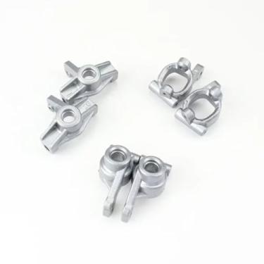 Imagem de MYHWDRNU Peças de carro RC compatíveis com Wltoys 144001 144002 1/14 acessórios de peças de carro RC 6 peças roda traseira dianteira de metal para copo de direção C Hub Carrier