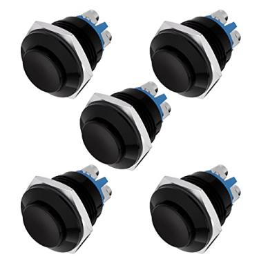 Imagem de APIELE Interruptor de botão momentâneo de 16 mm Interruptor de botão momentâneo de 16 mm Tampa redonda alta à prova d'água Casco de alumínio Terminais de parafuso de alta descarga 250V AC 5A 12V 36V