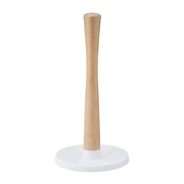 Imagem de 3FLQOOPP Suporte de toalha de papel, suporte de papel de cozinha, suporte de rolo de toalha de banheiro organizador de rolo de papel de madeira para bancada simples para armário (cor: branco) (branco)
