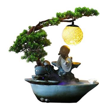 Imagem de U5GAAALPPQ9 Fontes internas de cerâmica fonte de mesa verde zen fonte de planta com atomizador decoração de mesa escritório casa sala de estar decoração artesanato presente fonte de água de mesa