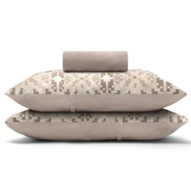 Imagem de Jogo de Lençol KazzaVip King Malha 100% Algodão Basic Dados 3 Peças Be