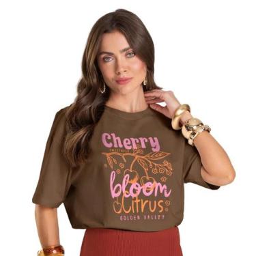 Imagem de T- Shirt Feminina Oversized Dianna Marrom, P, Marrom