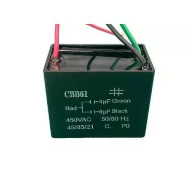 Imagem de Capacitor polipropileno 4+6 x450v - 3fios quadrado cbb61
