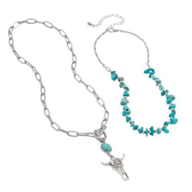 Imagem de tincolia Conjunto feminino com pingente de cacto étnico retrô estilo europeu e americano imitação exclusiva turquesa com contas