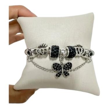 Imagem de Pulseira Charm Preto com Berloques e Borboleta – Moda Feminina