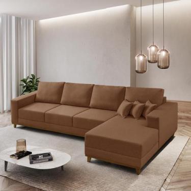 Imagem de Sofá Fixo Com Chaise 3M Cronos Veludo Com Molas Lado Direito Meu Sofá 