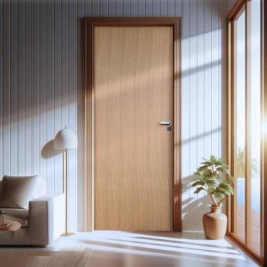 Imagem de Kit Porta de Madeira Lisa Angelim 210x82cm Batente 11cm Uniportas Aber