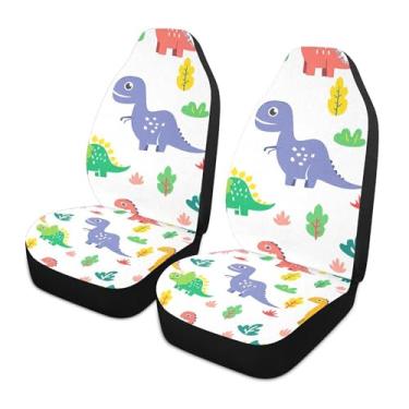 Imagem de xigua Capas de assento dianteiras universais de dinossauros fofos, pacote com 2, capas protetoras de assento de carro respiráveis para decoração de interiores automotivos, SUV, carros e caminhões