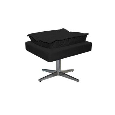 Imagem de Puff Opala Base Giratória de Metal Sintético - Amarena Móveis, Preto