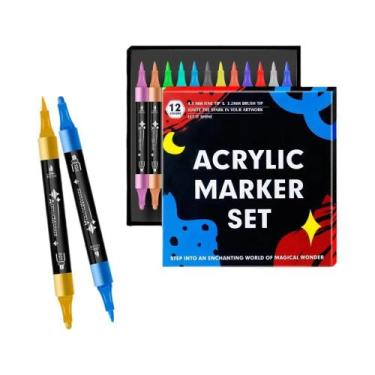 Imagem de Canetas De Tinta Acrílica De Ponta Dupla 24/12 Cores Para Artesanato D