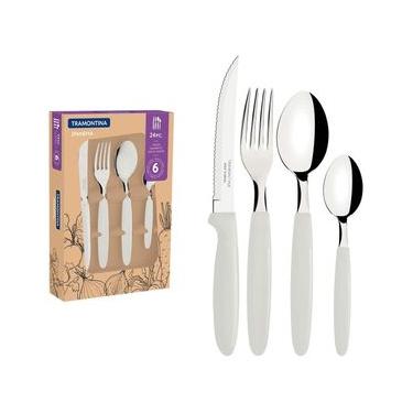 Imagem de Faqueiro 24 Peças Tramontina Ipanema em Aço Inox - Branco