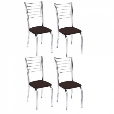 Imagem de Kit 4 Cadeiras Lara Cromada Para Cozinha Marrom