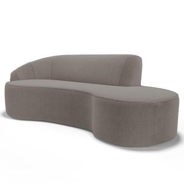 Imagem de Sofá Living 3 Lugares 210cm Braço Esquerdo Mozart D06 Bouclê Bege Escuro - Mpozenato