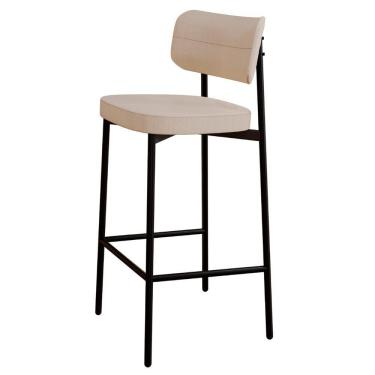 Imagem de Banqueta Alta Bar Estofada Ella M25 Linho Areia - Mpozenato