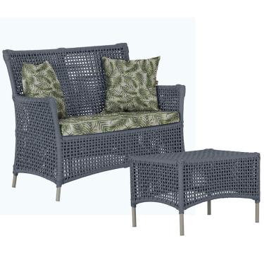 Imagem de 1 Sofá E Mesa Centro Igapó Em Alumínio Corda Náutica Trama Prata