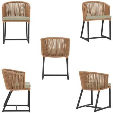 Imagem de Cadeira De Jantar Noronha Alumínio Preta E7 Trama  Terra Cota