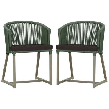 Imagem de 2 Cadeiras De Jantar Noronha Fendi Corda Náutica E9 Trama Verde