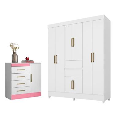 Imagem de Jogo De Quarto Roupeiro E Comoda Jena Branco