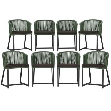 Imagem de 8 Cadeiras De Jantar área Noronha Preta E9 Trama Original Verde