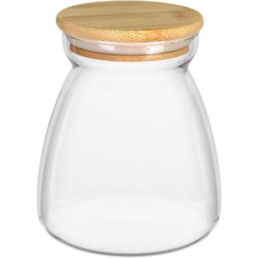 Imagem de Pote Porta Mantimentos Home&co Com Tampa Bambu Borossilicato 850ml 13x8x8cm Transparente