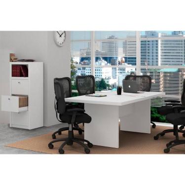 Imagem de Escritório Completo 1 Mesa Para Escritório Me4119 + 1 Arquivo De Escritório Me4118 2 Peças Branco