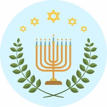 Imagem de Painel De Lona Redondo Hanukkah Ramos - Fabrika de Festa, 150x150cm