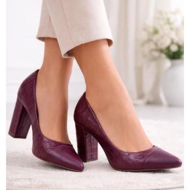 Imagem de Sapato Scarpin Social Salto Alto Grosso Bico Fino 9cm Feminino EMILY O