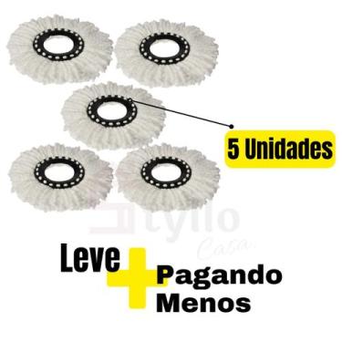 Imagem de Kit 5 Refil Para Mop Giratório 360 Esfregão Universal 16 Cm Original -