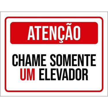 Imagem de Kit 10 Placa Acm Atenção Chame Somente Elevador 18X23 - Sinalizo