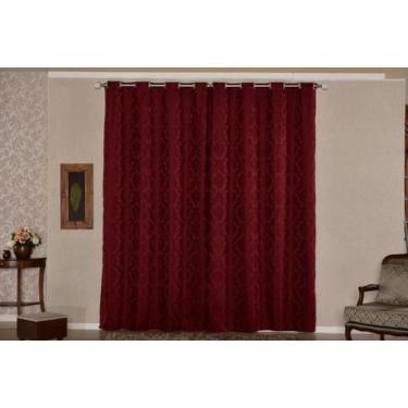 Imagem de Cortina Quarto Jacquard Tecido Semi Blackout Bordo 3,00X2,80 - B.F Con