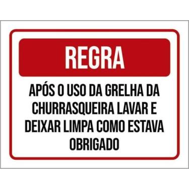 Imagem de Kit 10 Placa Regra Após Uso Grelha Churrasqueira Lavar 27X35 - Sinaliz