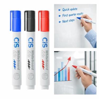 Imagem de Marcador Quadro Branco Cis Whiteboard Lite com 3 Cores
