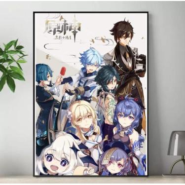 Imagem de Quadro Genshin Impact Personagens Placa Decorativa Game Anime MDF 20x2
