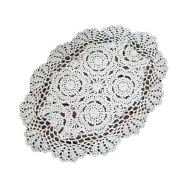 Imagem de Sousplat Oval De Crochê Estilo Shabby Chic 30x45cm Vintage Feito À Mão
