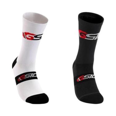 Imagem de Meias De Ciclismo Brancas E Pretas Até O Joelho, Compressão Para Bicic