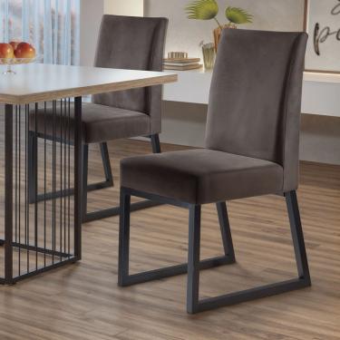 Imagem de Kit 2 Cadeiras Estofadas Pés Metálicos Hera Mais Decor