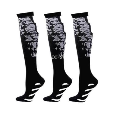 Imagem de Meias De Compressão Com Estampa Floral, Pacote Com 3 Pares Para Homens