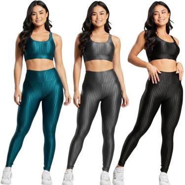 Imagem de KIT 3 Conjunto Fitness Top e Calça New Zig 3D Serra e Mar Roupa De Academia Treino Para Musculação-Feminino