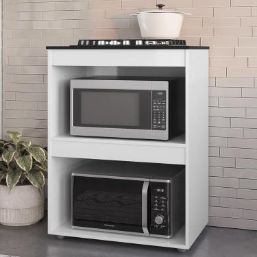 Imagem de Balcão Para Cooktop E Forno Microondas 75cm Adriana Branco - Ajl Móveis