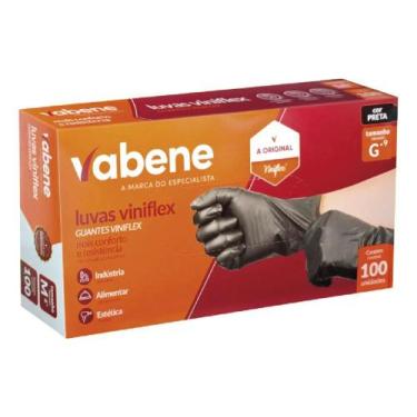 Imagem de Luva Viniflex Preta Tpe Descartável Vabene Tamanho G Cartuch - Congrat