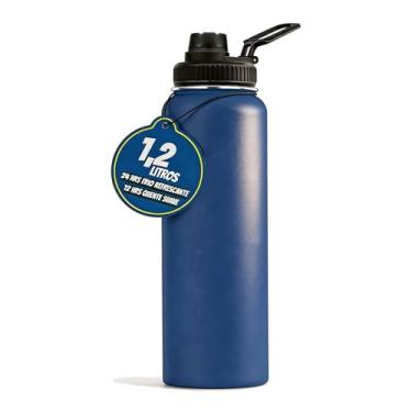 Imagem de Garrafa Termica 1200ml Esportiva De Aço Inoxidável Com Isolamento A Vácuo De(Azul)