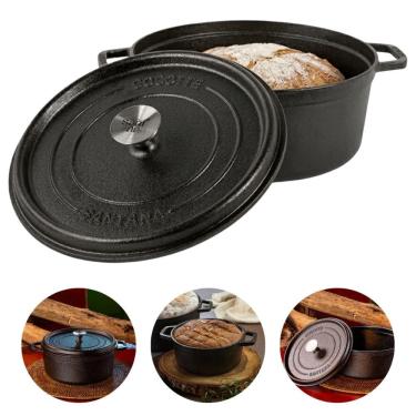 Imagem de Caçarola Cocotte 3,8 Litros Com Tampa de Ferro Fundido 24cm Santana