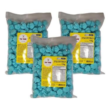Imagem de 600 Mini Suspiros Caseiro Artesanal Lembrancinha Cor Azul